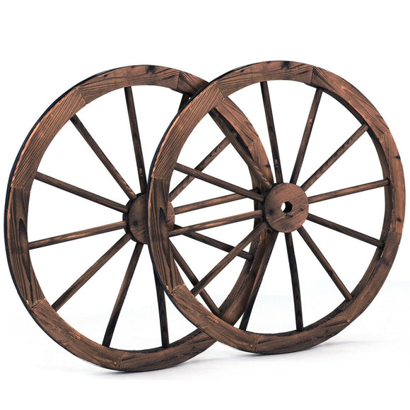 SPECIAL, Set of 2 30-inch Decorative Vintage Wood Wagon Wheel