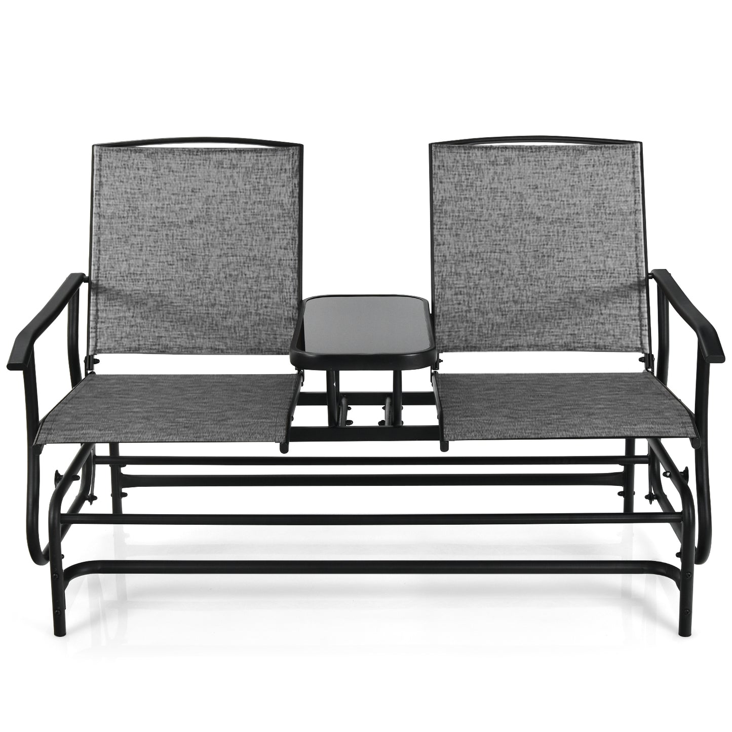 2-Person Double Rocking Loveseat Glider-Gray, 1 Box, unassembled