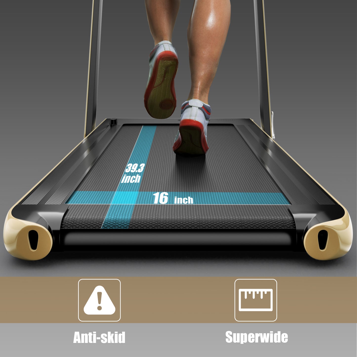 2.25HP 2 in 1 Folding Treadmill with APP Speaker Remote Control-Gold (MAX265lbs)