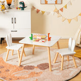 3 Pieces Kids Table and Chairs Set for Arts Crafts Snack Time-White