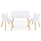 3 Pieces Kids Table and Chairs Set for Arts Crafts Snack Time-White