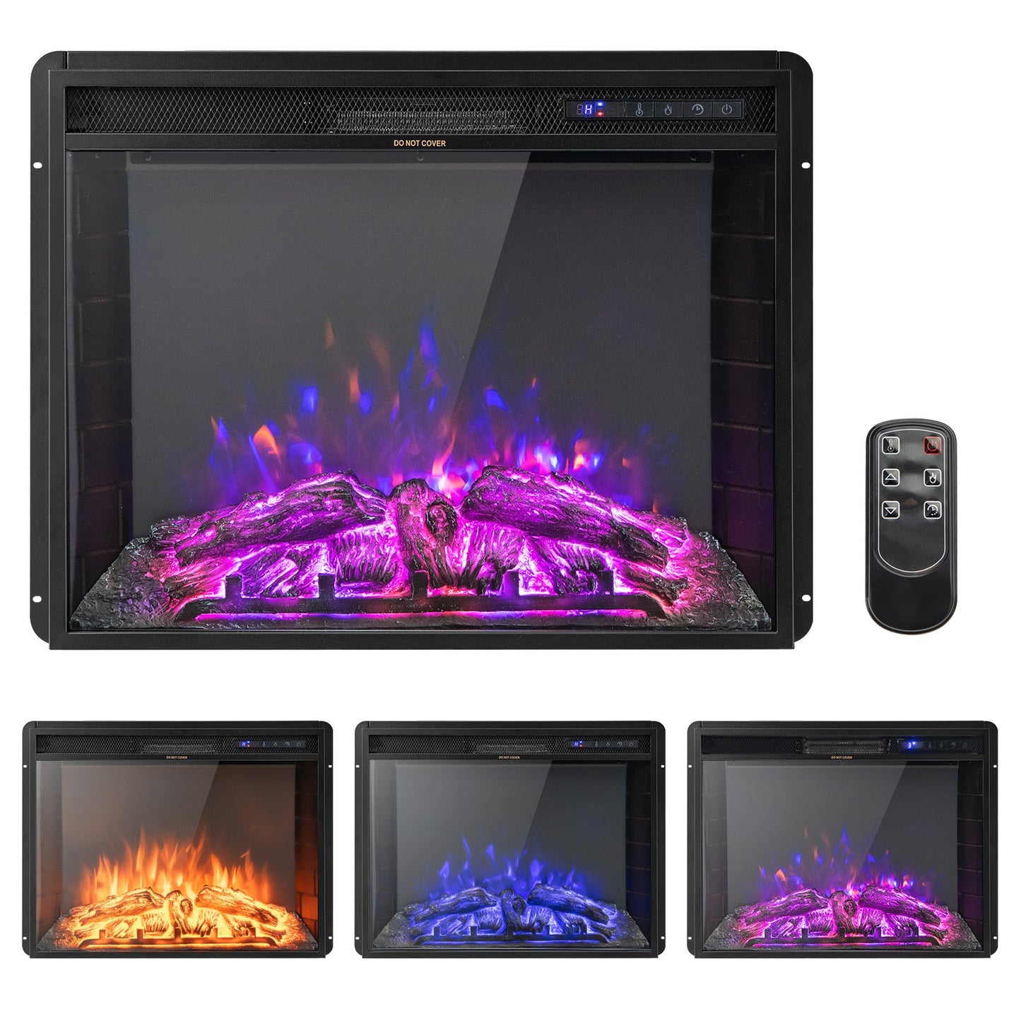 26 inch Inset Electric Fireplace with Adjustable Flame Brightness