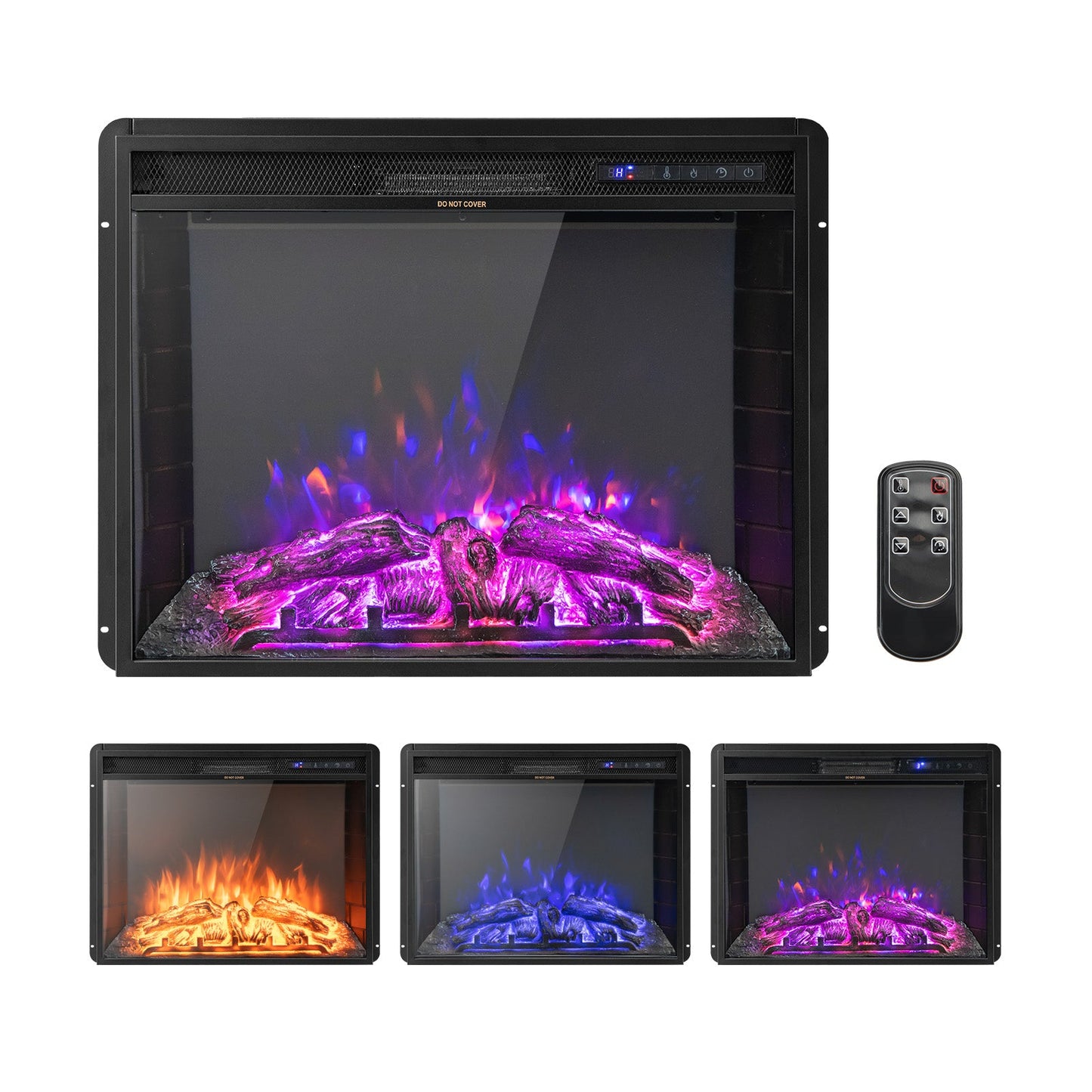 26 inch Inset Electric Fireplace with Adjustable Flame Brightness