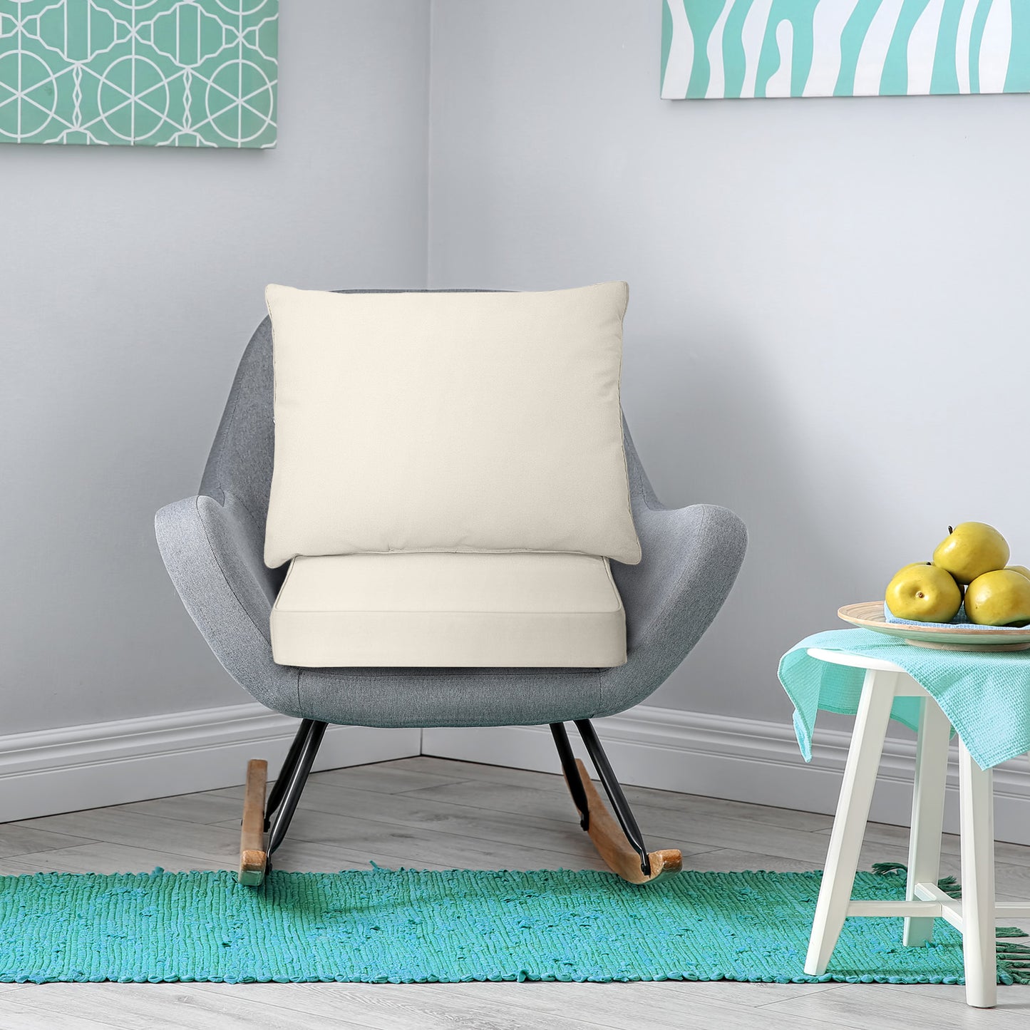OURS IS BEIGE, Deep Seat Chair Cushion Pads Set with Rope Belts