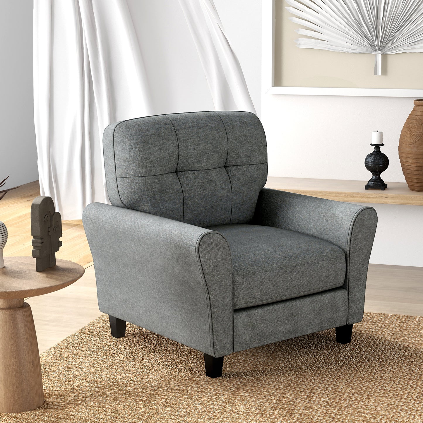 Modern Upholstered Accent Chair, OURS IS BEIGE, PLEASE SEE IMAGE