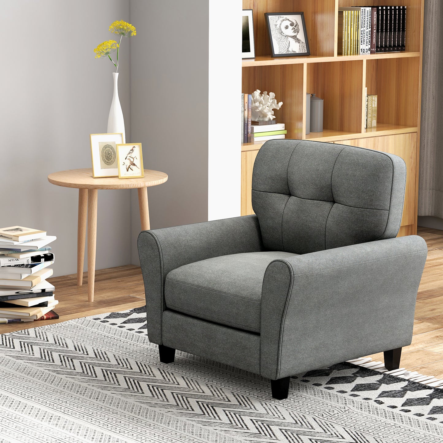 Modern Upholstered Accent Chair, OURS IS BEIGE, PLEASE SEE IMAGE