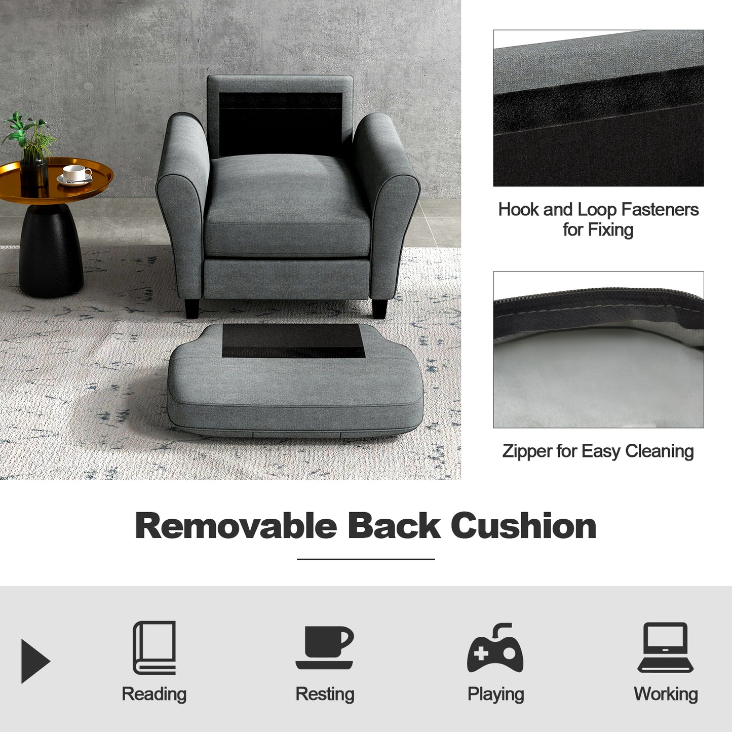 Modern Upholstered Accent Chair, OURS IS BEIGE, PLEASE SEE IMAGE