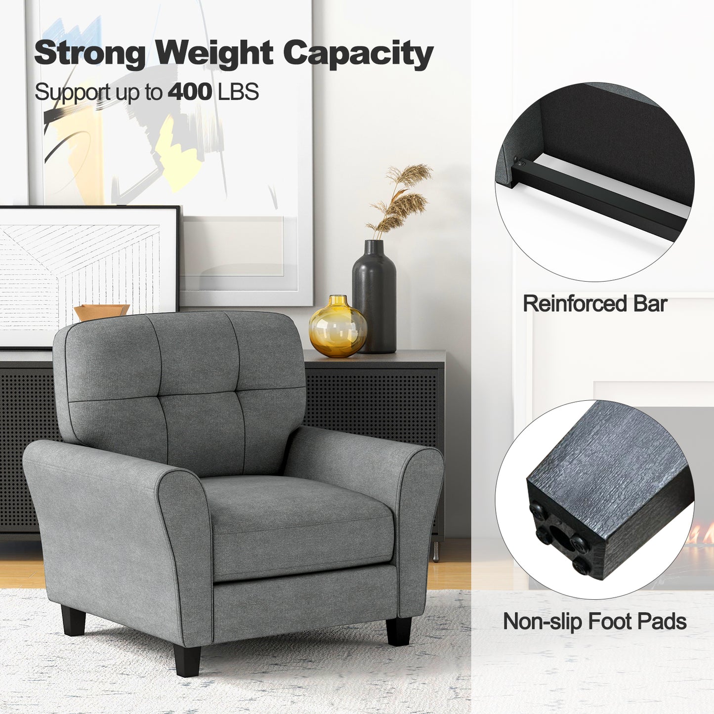 Modern Upholstered Accent Chair, OURS IS BEIGE, PLEASE SEE IMAGE
