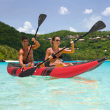 Inflatable 2-person Kayak Set with Aluminum Oars and Repair Kit-Red