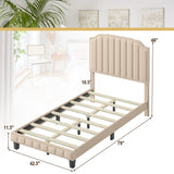 Heavy Duty Upholstered Bed Frame with Rivet Headboard-Twin Size