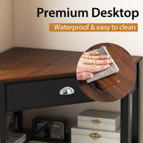 Corner Wooden Piece Laptop Computer Desk-Coffee *scratch on top*
