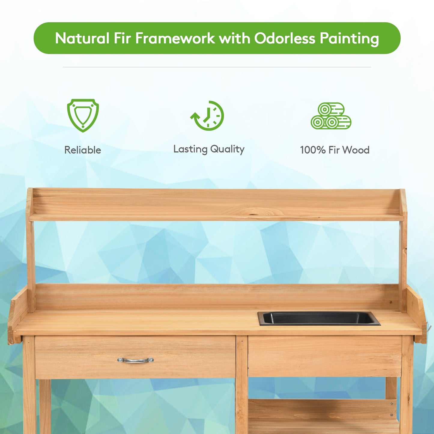SPECIAL, Outdoor Lawn Patio Potting Bench Storage Table Shelf, Fully Assembled (Scratch and Dent)