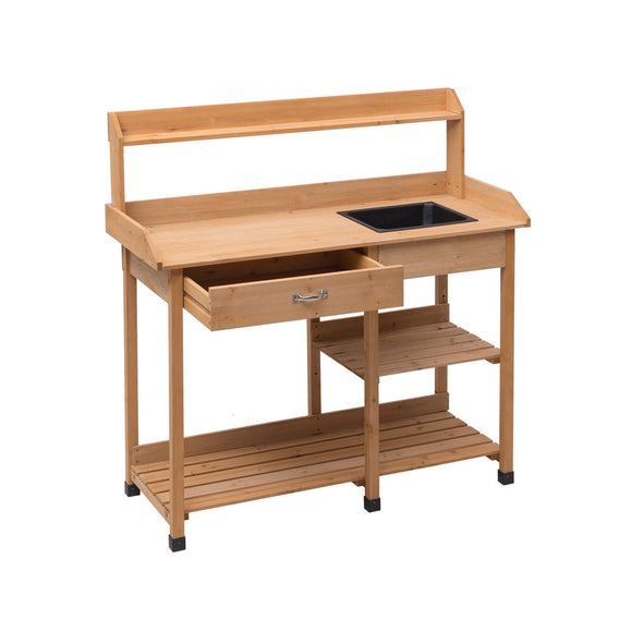 SPECIAL, Outdoor Lawn Patio Potting Bench Storage Table Shelf, Fully Assembled (Scratch and Dent)