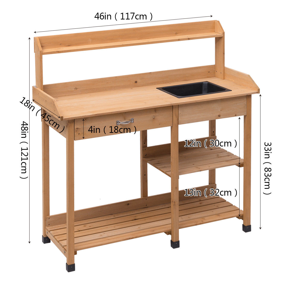 SPECIAL, Outdoor Lawn Patio Potting Bench Storage Table Shelf, Fully Assembled (Scratch and Dent)