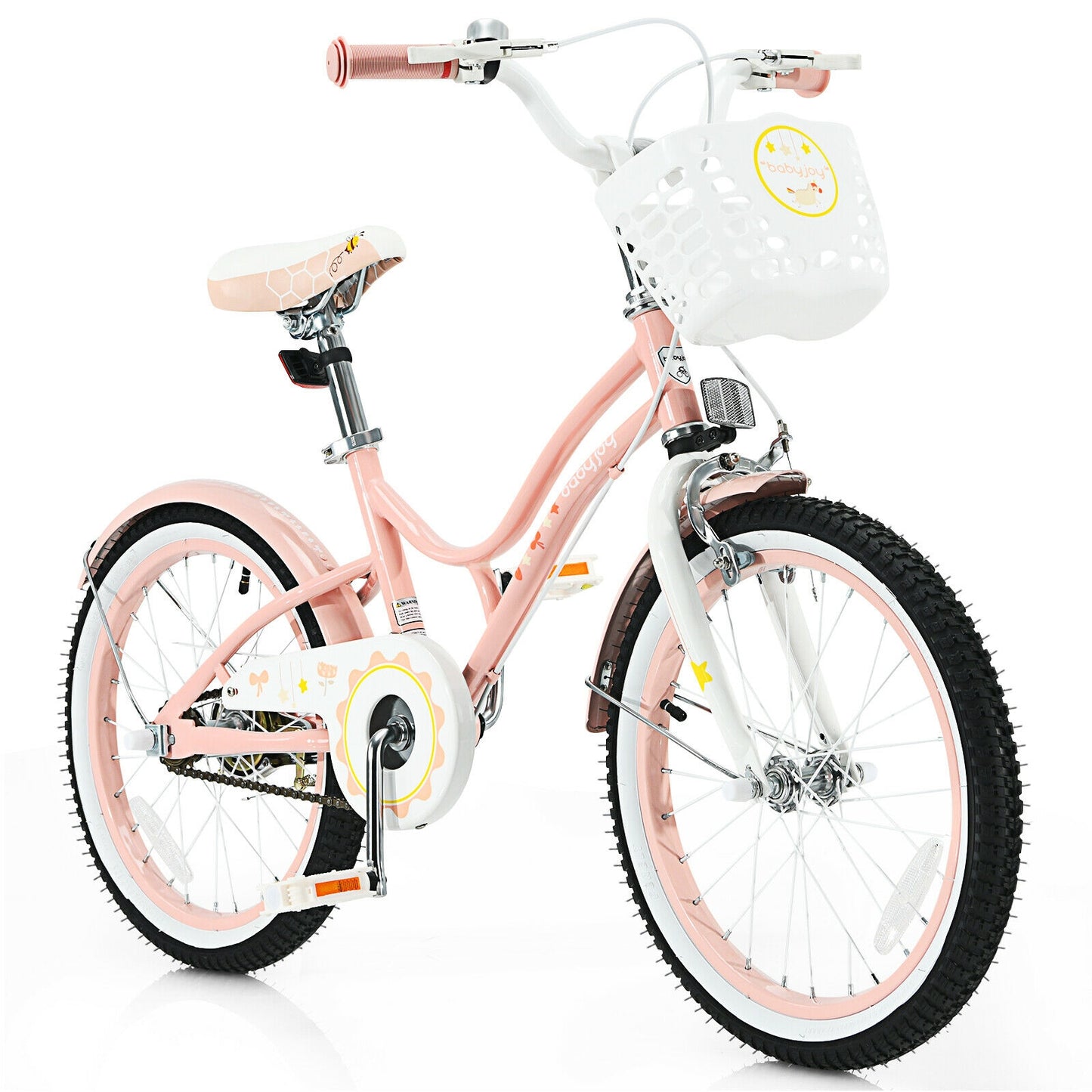18 Inch Kids Adjustable Bike Toddlers with Training Wheels, Pink, Fully assembled
