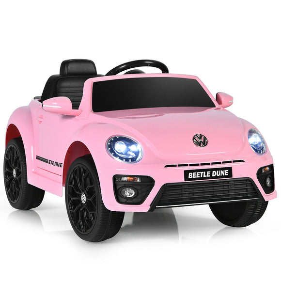 Volkswagen Beetle Kids Electric Ride On Car with Remote Control-Pink, Fully Assembled