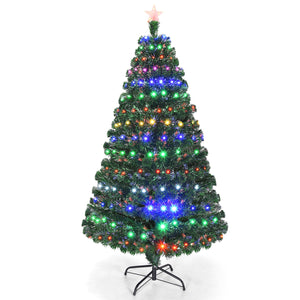 6 Feet Multicolor Artificial Christmas Tree with LED Light and Metal Stand-6'