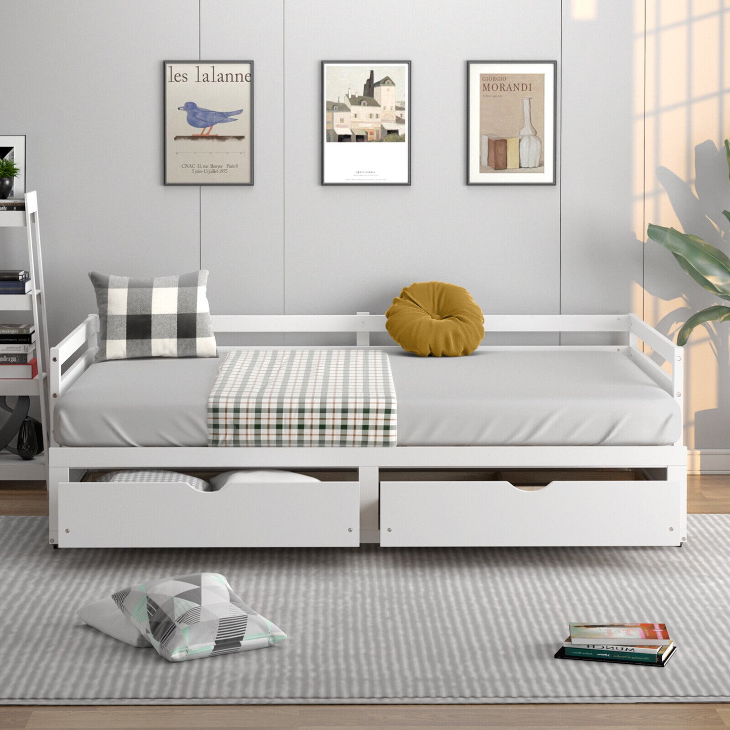 SPECIAL - Extendable Twin to King Daybed with Trundle and 2 Storage Drawers-White (1 Box, Unassembled)