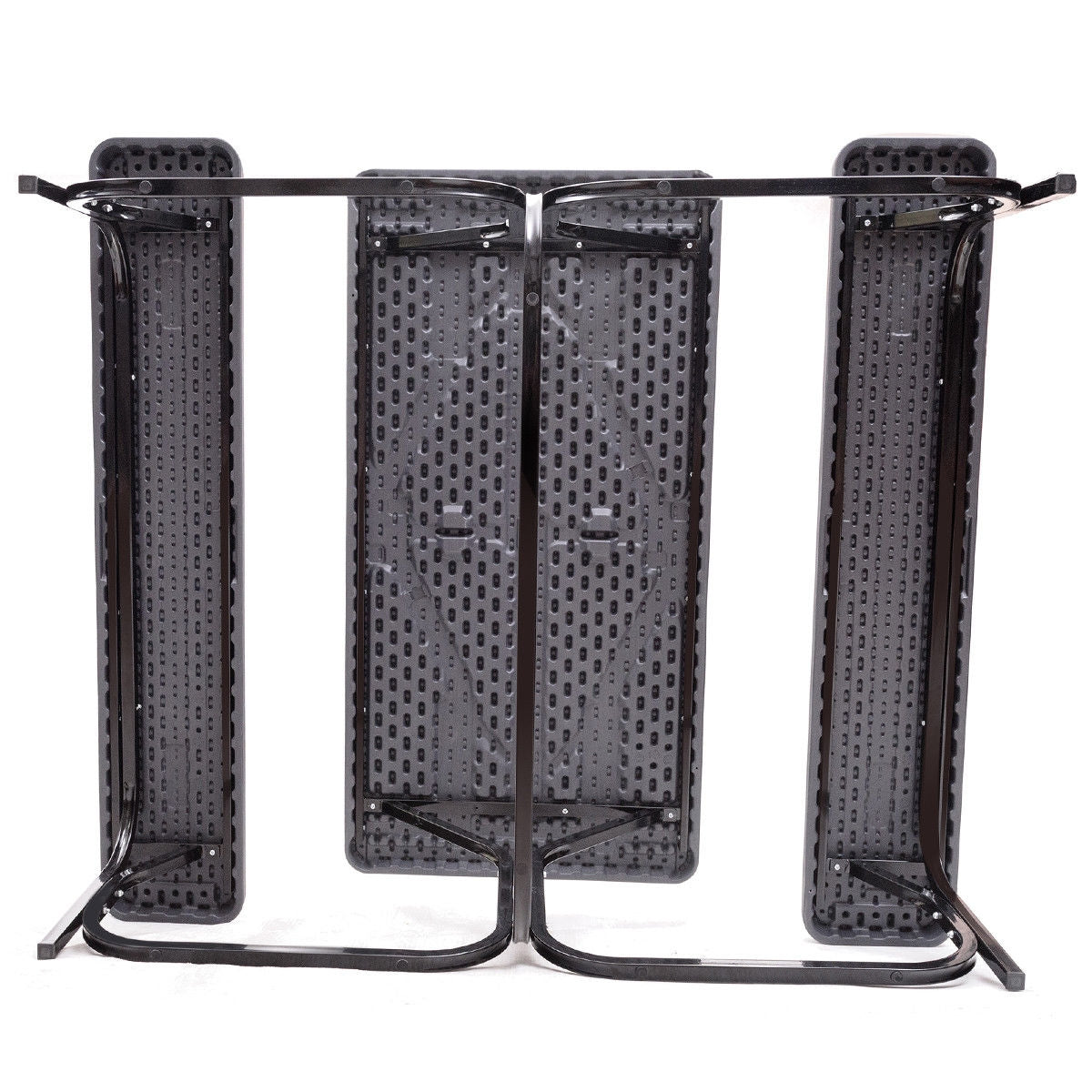 "SPECIAL" - Outdoor Picnic Table Bench Set with Metal Base-Black (1 Box, Unassembled)