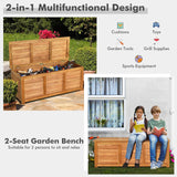 47 Gallon Acacia Wood Storage Bench Box for Patio Garden Deck 1 Box, Assembly required)