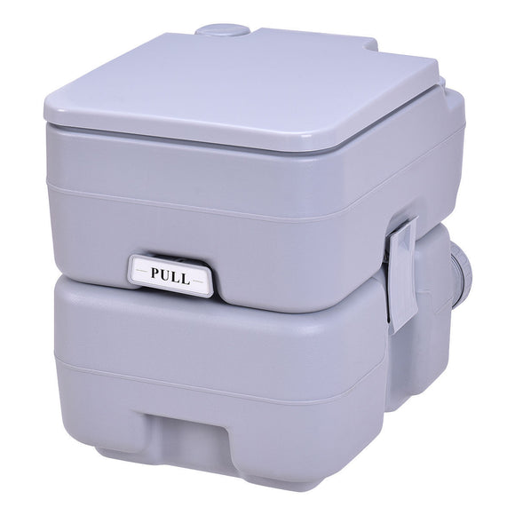 5.3 Gallon Portable Toilet with Waste Tank and Built-in Rotating Spout-Gray