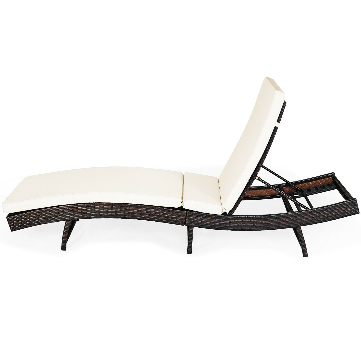 Patio Folding Chaise Lounge with 5 Adjustable Levels and Cushion-White (1 Box - Unassembled)