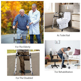 NO TAX, Folding Height Adjustable Walking Frame with Armrest Support-Silver