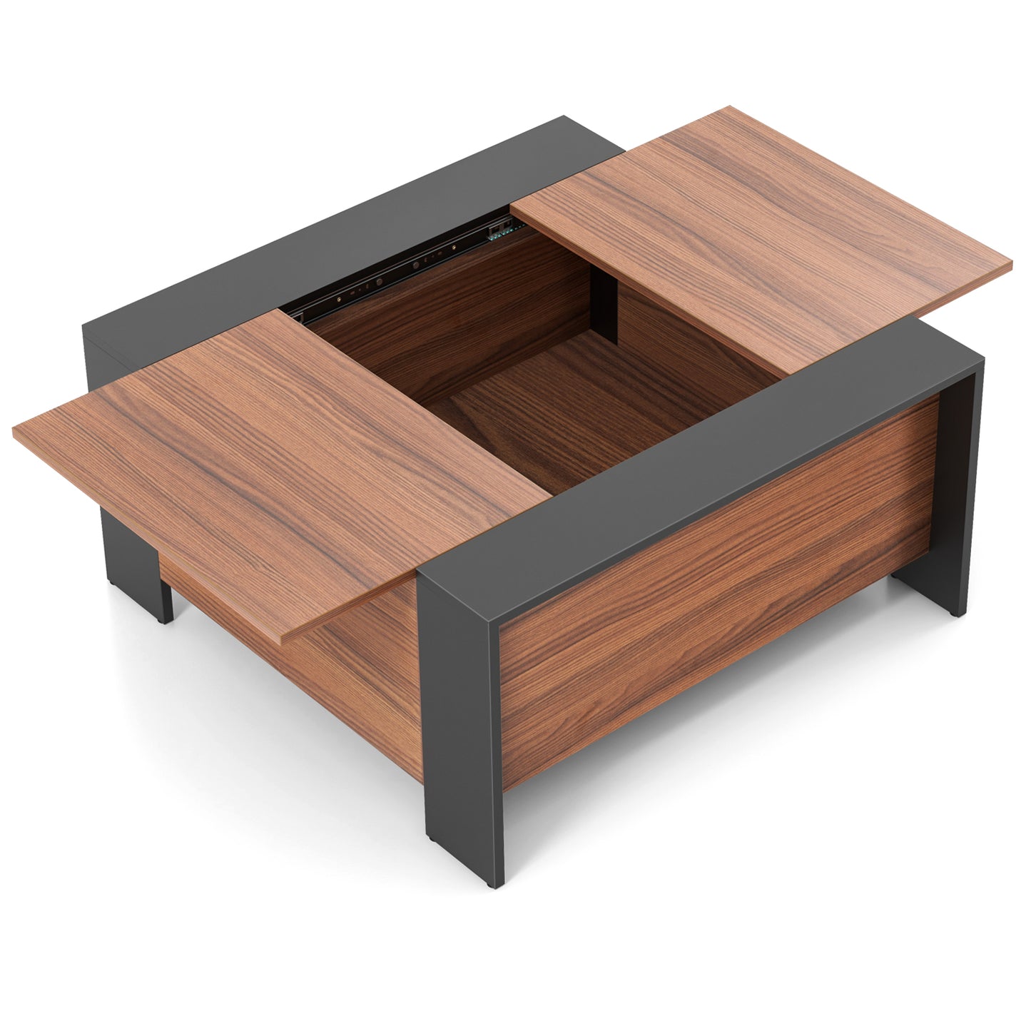 36.5 Inch Coffee Table with Sliding Top and Hidden Compartment-Rustic Brown - Fully Assembled