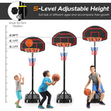 Adjustable Kids' Basketball Hoop Stand with Durable Net and Wheel - for Children