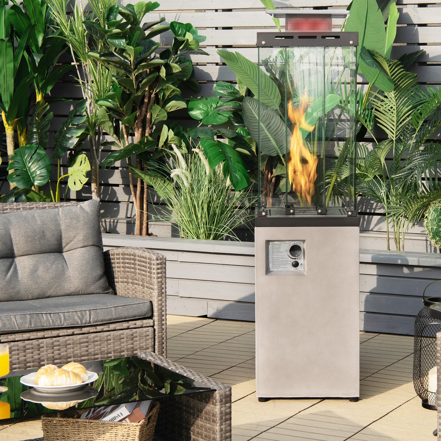 41 000 BTU Propane Patio Heater-Gray, fully assembled, scratch & dent on front