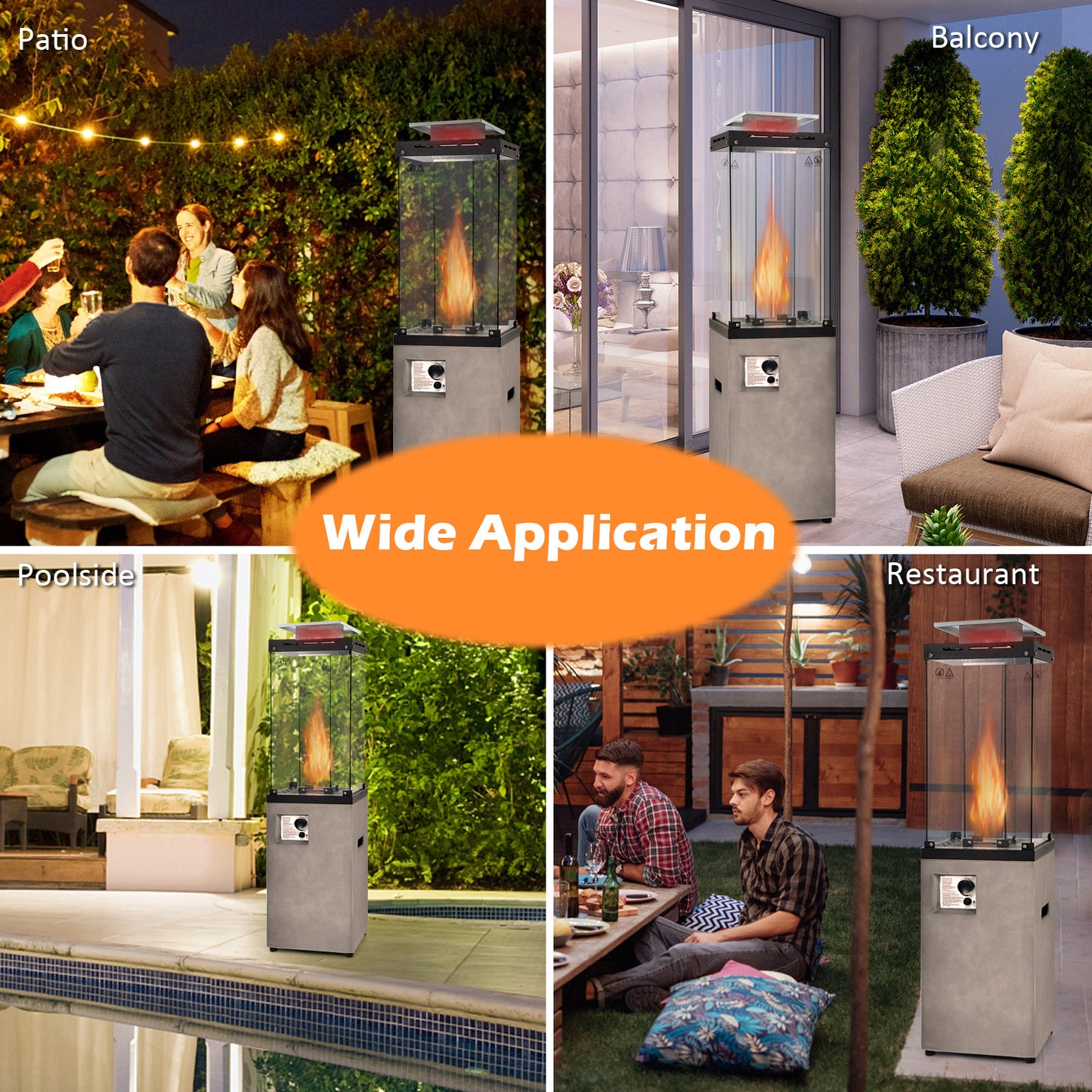 41 000 BTU Propane Patio Heater-Gray, fully assembled, scratch & dent on front