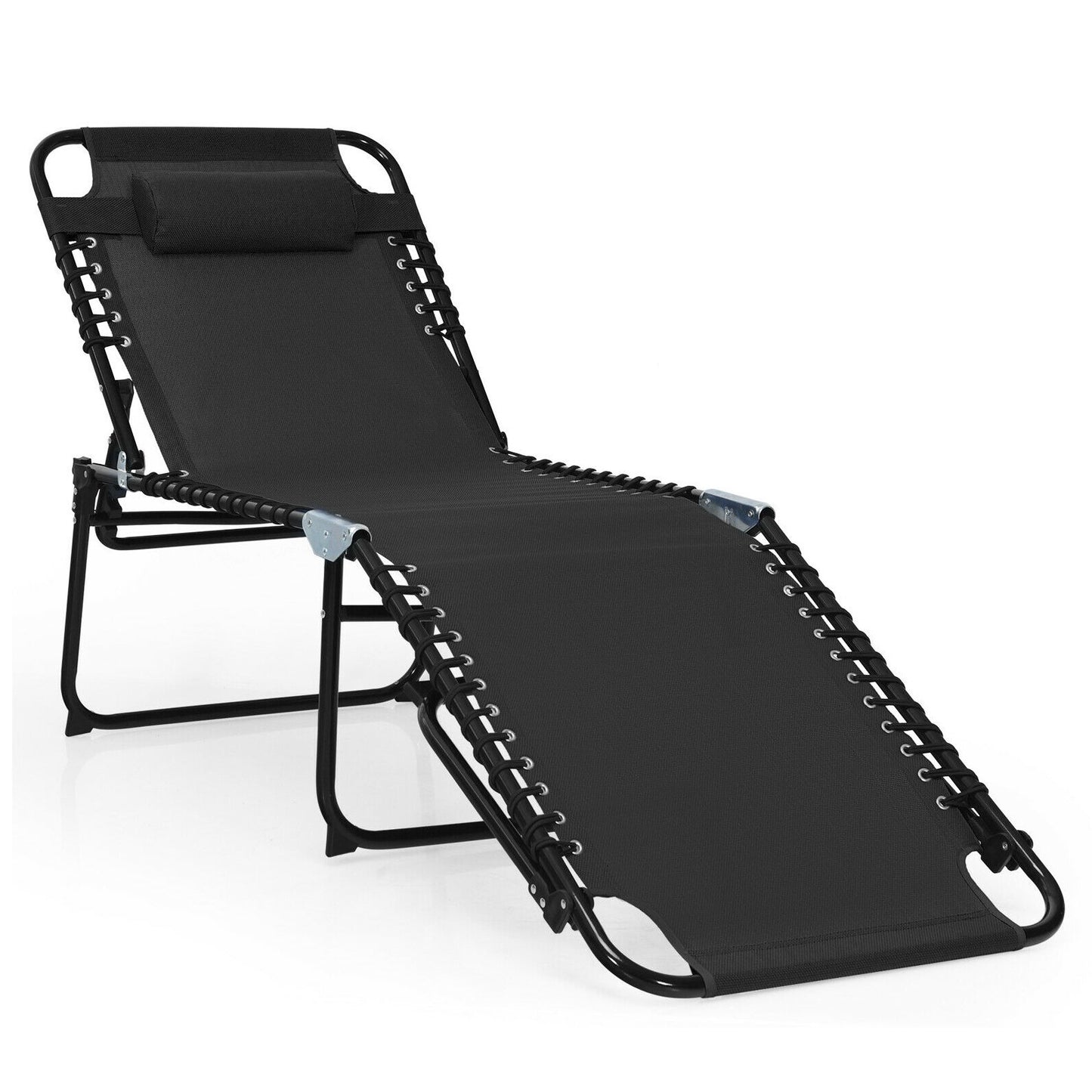 Foldable Recline Lounge Chair with Adjustable Backrest and Footrest-Black (Copy)