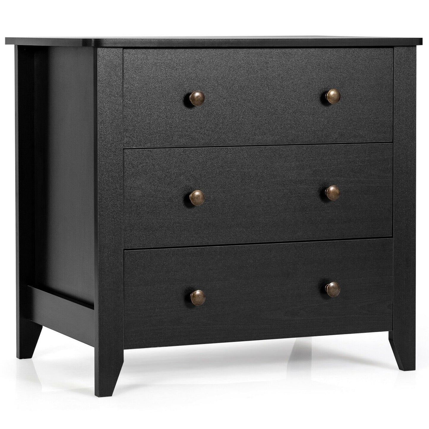 3 Drawer Dresser Chest of Drawers Bedside Table-Black (SCRATCH AND DENT)(Fully Assembled)