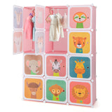 12 Cube Kids Wardrobe Closet with Hanging Section and Doors-Pink ( 1 box unassembled )