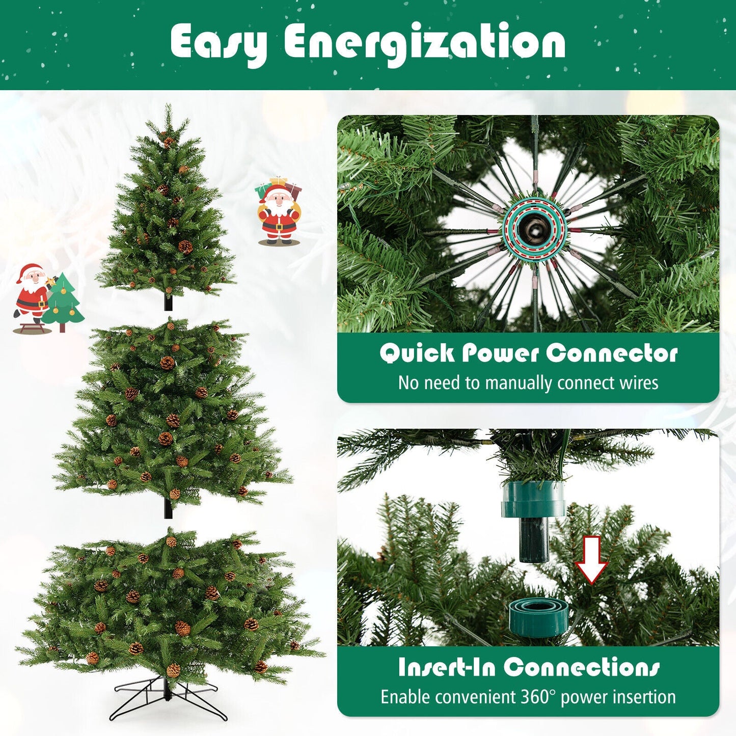 7 FT Deluxe Prelit-pvc-hinged-christmas-tree-, SMALL SECTION OF LIGHTS OUT, ASSEMBLED FINAL