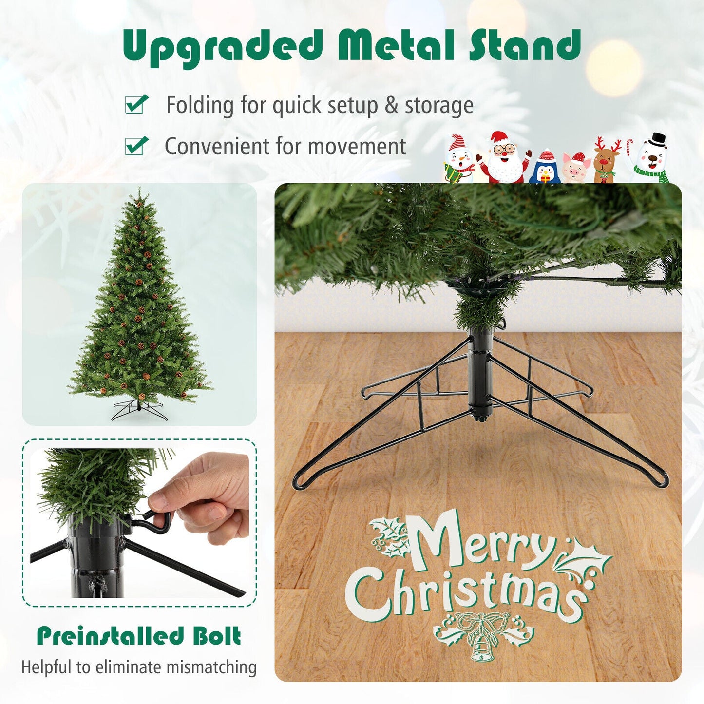 7 FT Deluxe Prelit-pvc-hinged-christmas-tree-, SMALL SECTION OF LIGHTS OUT, ASSEMBLED FINAL