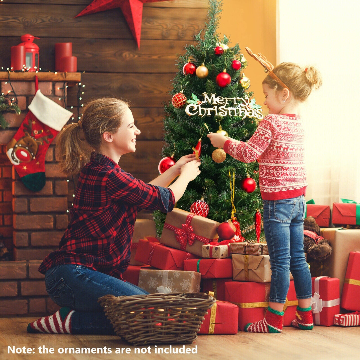 4 Feet Pre-Lit Potted Christmas Tree With Remote