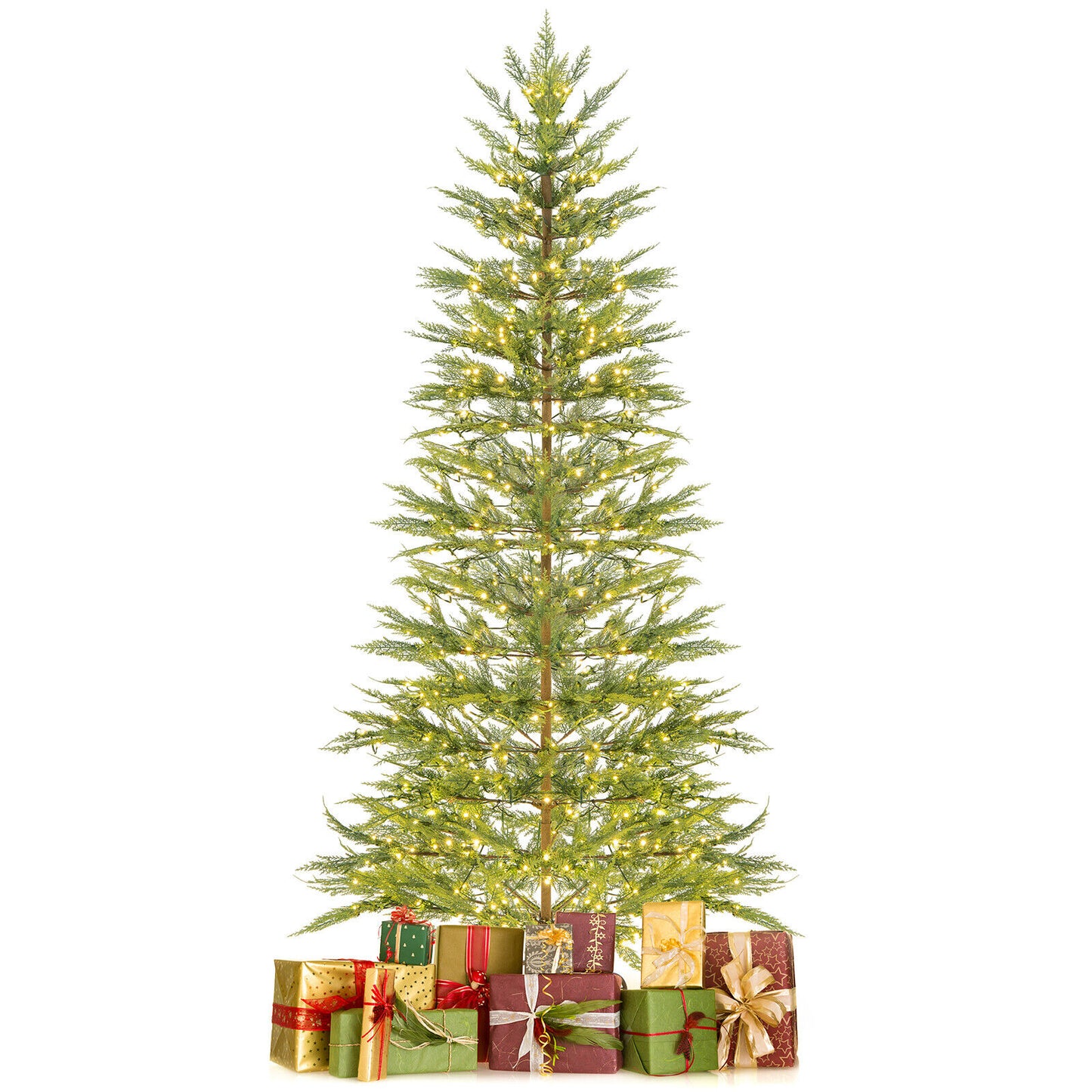 7.5 Feet Artificial Cypress Christmas Tree Pre-lit Hinged-7.5 ft, Fully Assembled
