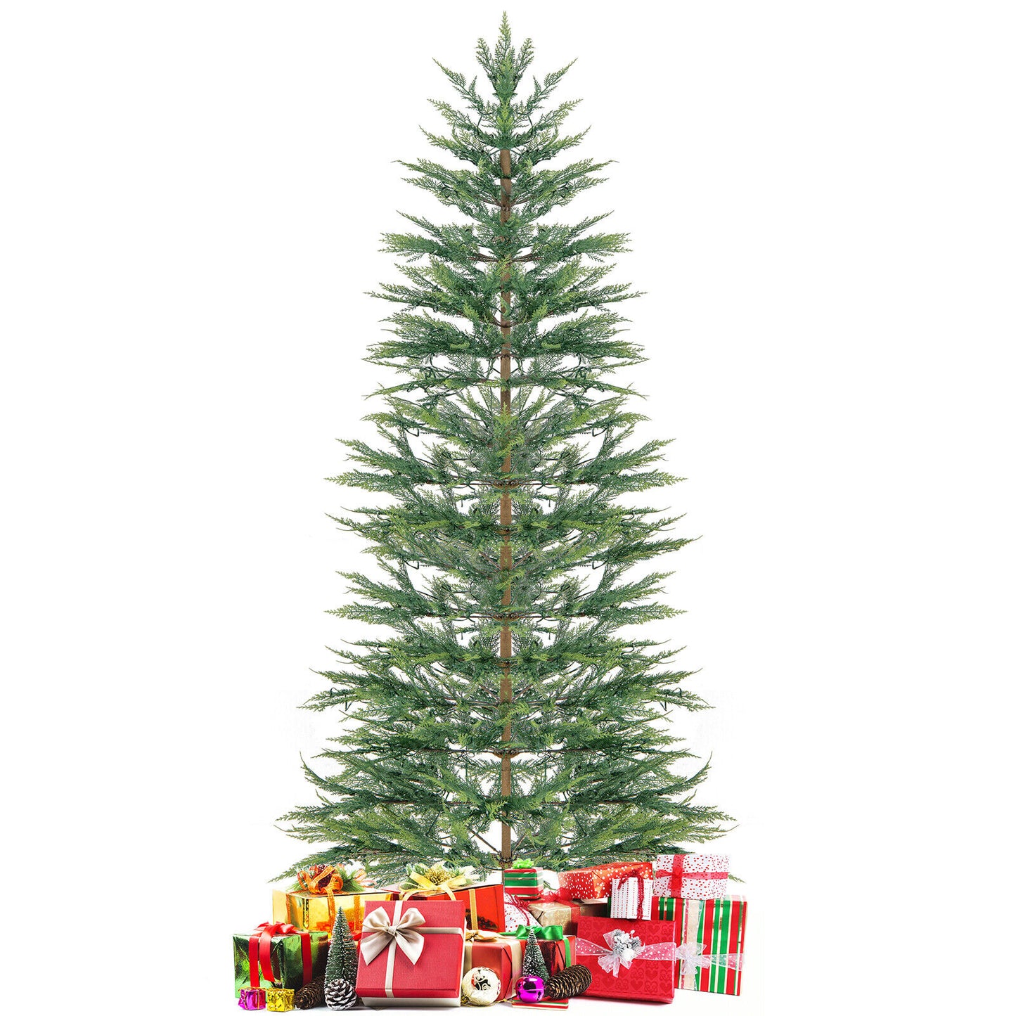7.5 Feet Artificial Cypress Christmas Tree Pre-lit Hinged-7.5 ft, Fully Assembled