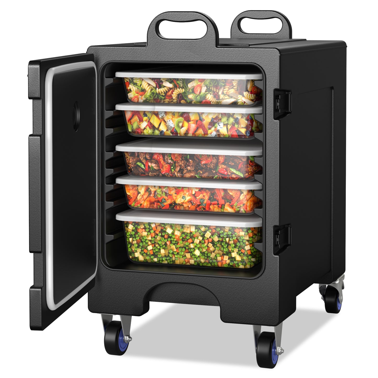81 Quart Capacity End-loading Insulated Food Pan Carrier with Wheels (Scratch and Dent)