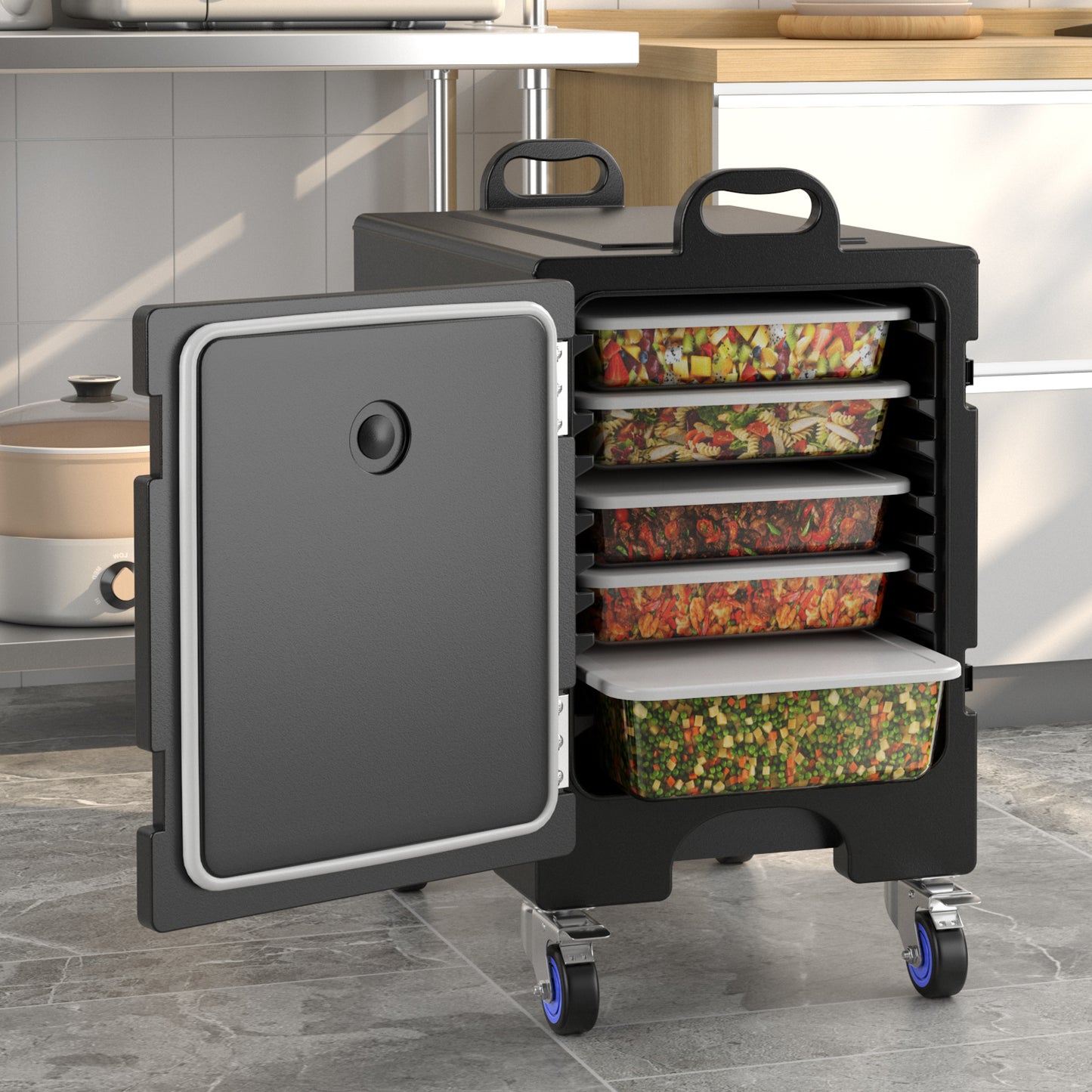 81 Quart Capacity End-loading Insulated Food Pan Carrier with Wheels (Scratch and Dent)