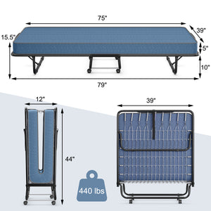 SPECIAL, Portable Folding Bed with Memory Foam Mattress and Sturdy Metal Frame