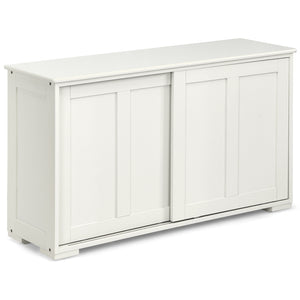 Kitchen Storage Cupboard Cabinet with Sliding Door-Antique White