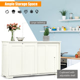 Kitchen Storage Cupboard Cabinet with Sliding Door-Antique White