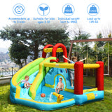 *Special* - 6-in-1 Inflatable Bounce House with Climbing Wall and Basketball Hoop with Blower