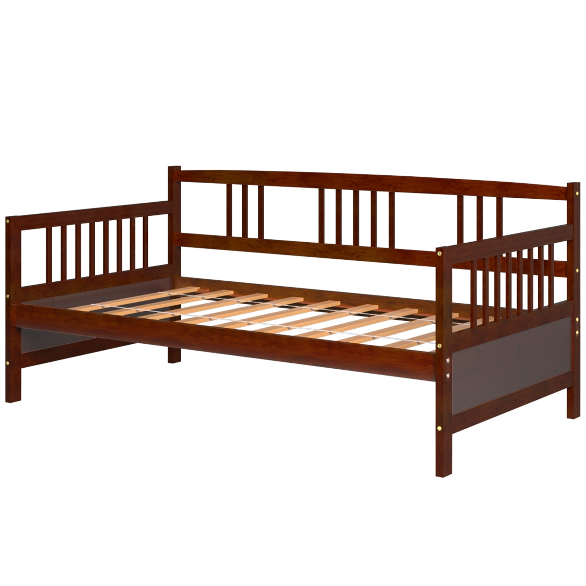 SPECIAL, Twin Size Wooden Slats Daybed Bed with Rails-Cherry, 1 box, unassembled
