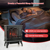 1400W Electric Stove Heater with 3-Level Flame Effect and 3-Sided View-Black