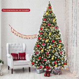 Pre-lit Snow Flocked Christmas Tree with Red Berries and LED Lights-9 ft