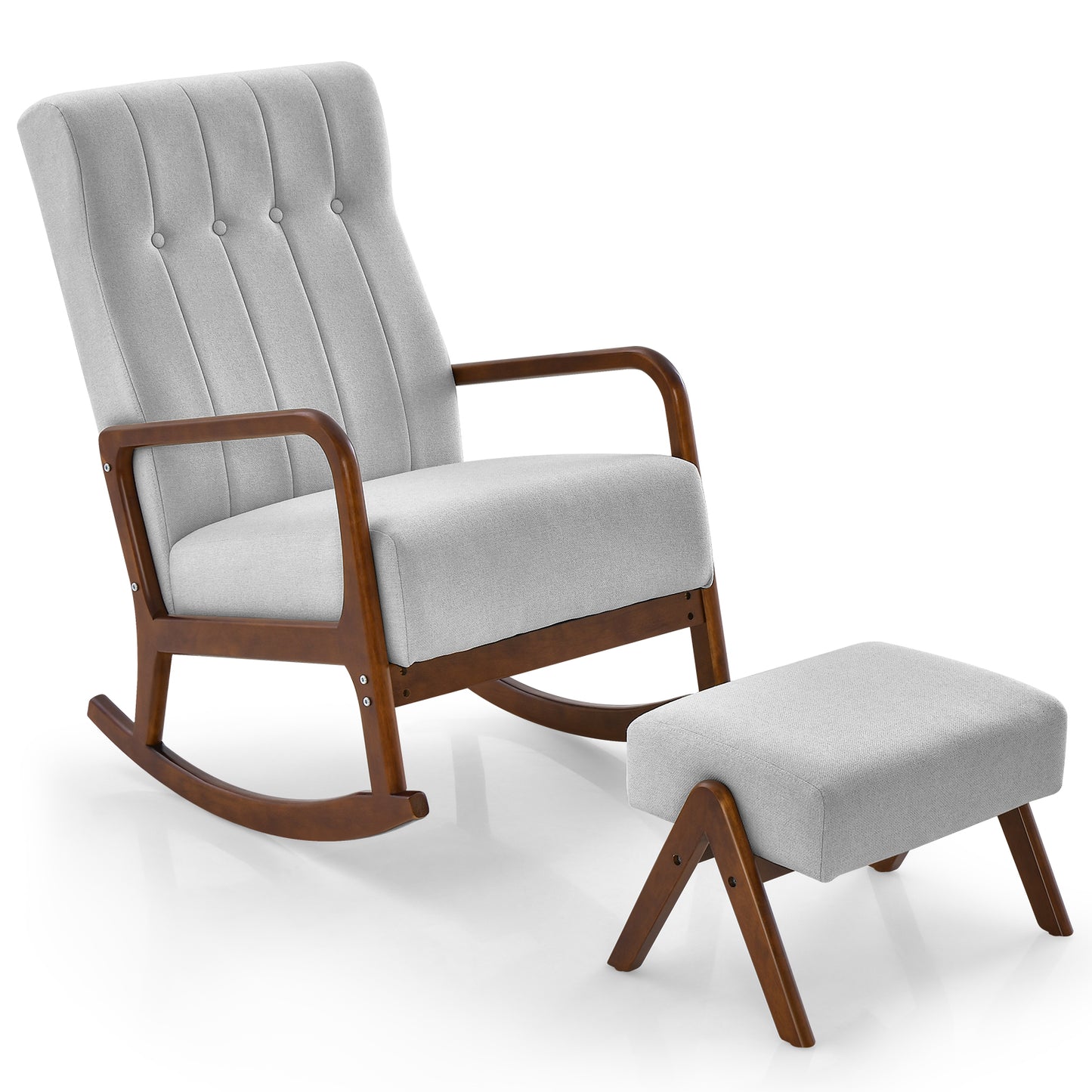 Rocking Chair with Ottoman and Padded Cushion, fully assembled