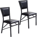 Set of 2 Metal Folding Dining Chair with Space Saving Design